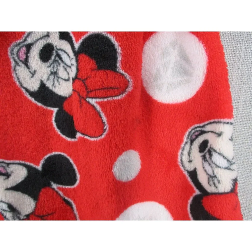 Disney Minnie Mouse Girls Red Hooded Fleece Robe XS(4) Polka Dot Print Flame Res